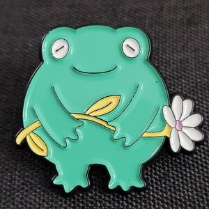 Frog With A Flower Enamel Pin